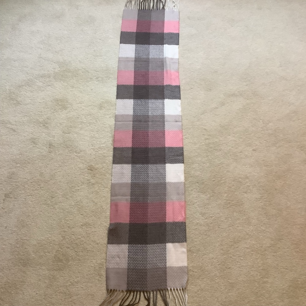London Fog Cashmink Pink and Cream Scarf Made in Germany - Picture 7 of 12